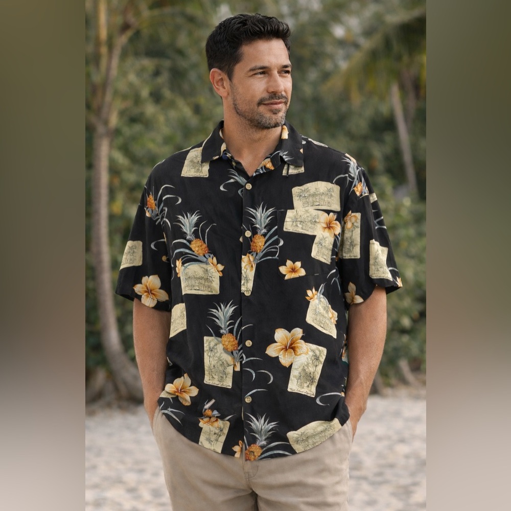 Tommy Bahama-Tropical Black Hawaiian Shirt